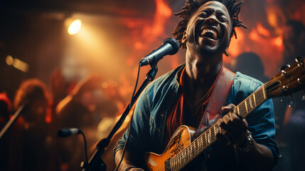 Obraz premium Rock star in the concert.