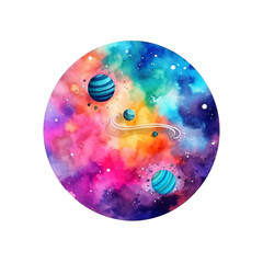 Watercolor Planet transparent background