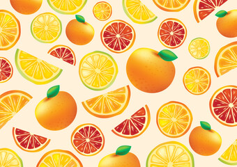 Orange fruit background Vector Pattern