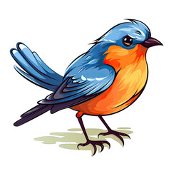Cartoon orange and blue bird cartoon, in the style of realistic brushwork, highly detailed illustration isolated on transparent background png - Generative AI