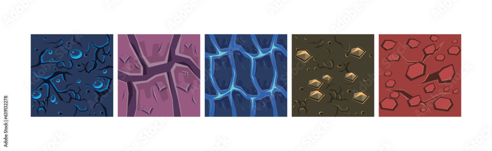 Poster game ground pattern and land top view texture vector set