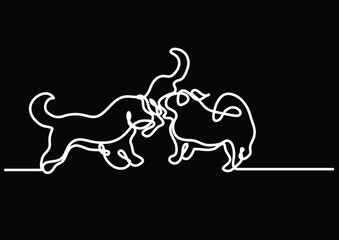 continuous line drawing vector illustration with FULLY EDITABLE STROKE of dog cat as a concept of pet animals