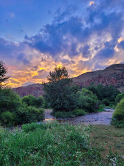 sunset over the mountains