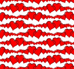 The seamless red background with hearts.
