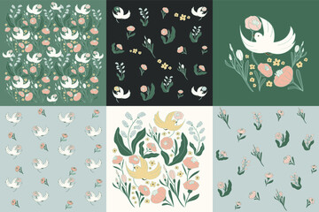 Experience nature's harmony with 'Flowers in Flight.' 
This artwork blends vibrant blooms, soaring birds, 
and the environment in a captivating ode to interconnected beauty.