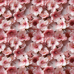 seamless pattern of gentle cherry flowers on white background - 639134483