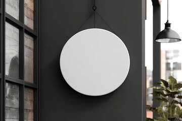 Blank minimal circular shop signboard mockup for design Generative AI.