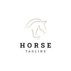 Horse line art logo icon design template