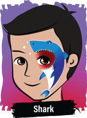 Face-Painting Creative Card Design- Shark	