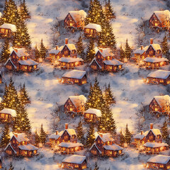 Seamless pattern with winter elements.