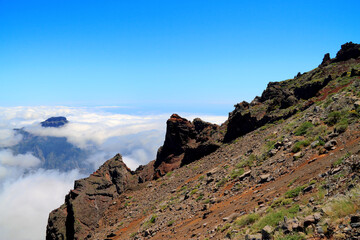 Auf dem Weg zum Roque de los Muchachos mit Blick in die Caldera.