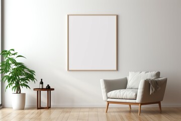 Mock up poster frame in modern interior home background