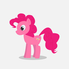 cute little pink horse, isolated. flat style vector illustration.