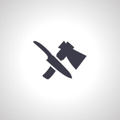 ax with knife isolated icon