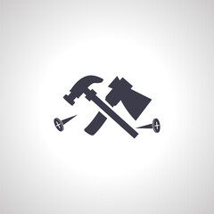 ax with hammer isolated icon