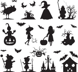 Halloween silhouette set on white background vector illustration