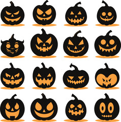 Halloween silhouette set on white background vector illustration