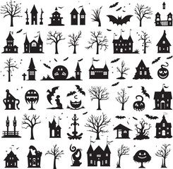 Halloween silhouette set on white background vector illustration