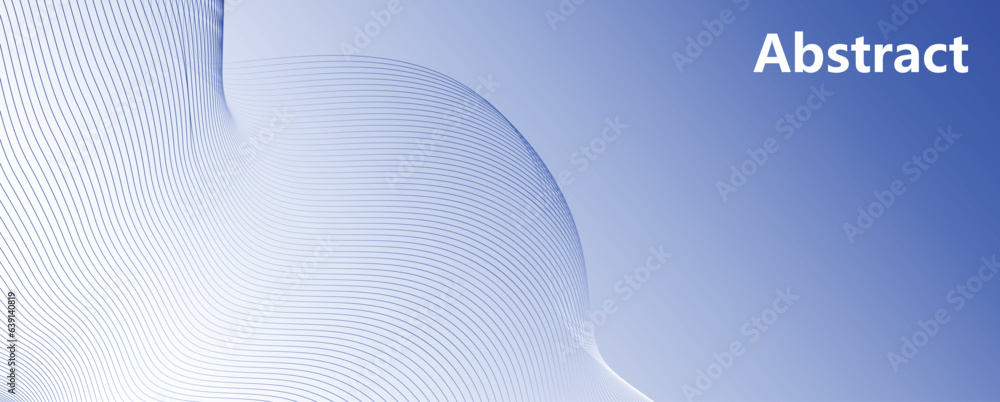 Poster abstract blue wave background. blue minimal round lines abstract background. thin line wavy abstract