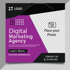 Obraz premium Modern purple social media poster design Vector Image