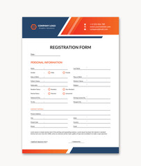 Vector admission form, illustration of application form, registration form, registration