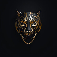 Obraz premium Black and Gold Panther Head Icon
