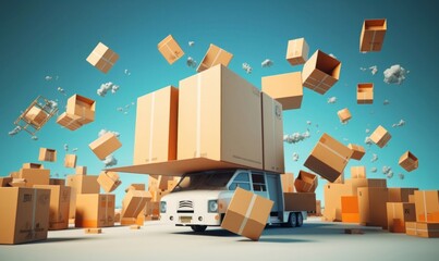 logistics cargo and delivery industry concepts with package and service system.business economy demand and supply.generative ai technology, Generative AI