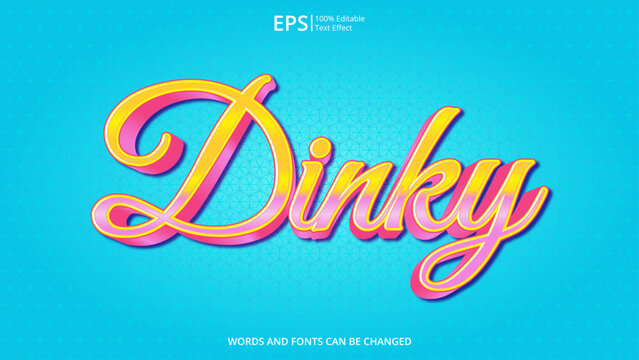 dinky full editable text effect with cute style pink and yellow vector illustration