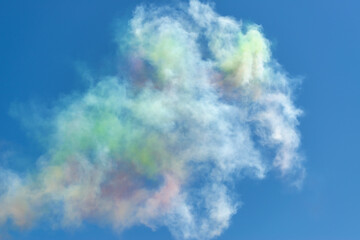 Fumigènes laissés dans le ciel par une patrouille aérienne acrobatique