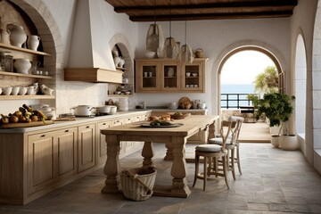 Fototapeta na wymiar light mediterranean kitchen design