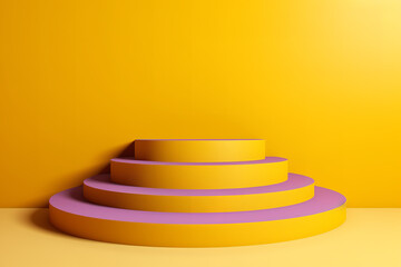 3d render, abstract minimal background yellow steps, stairs isolated
