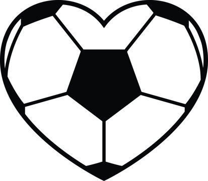 Soccer ball shaped heart clipart vector.  Heart with football symbol