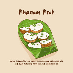 Hand drawn Thailand traditional food Khanom Krok illustration - obrazy, fototapety, plakaty