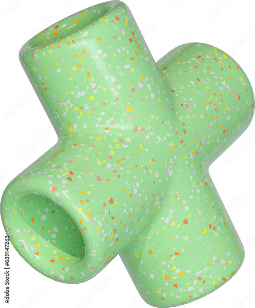Poster 3d abstract light green terrazzo plus in a surreal style with a transparent background. geometric sh