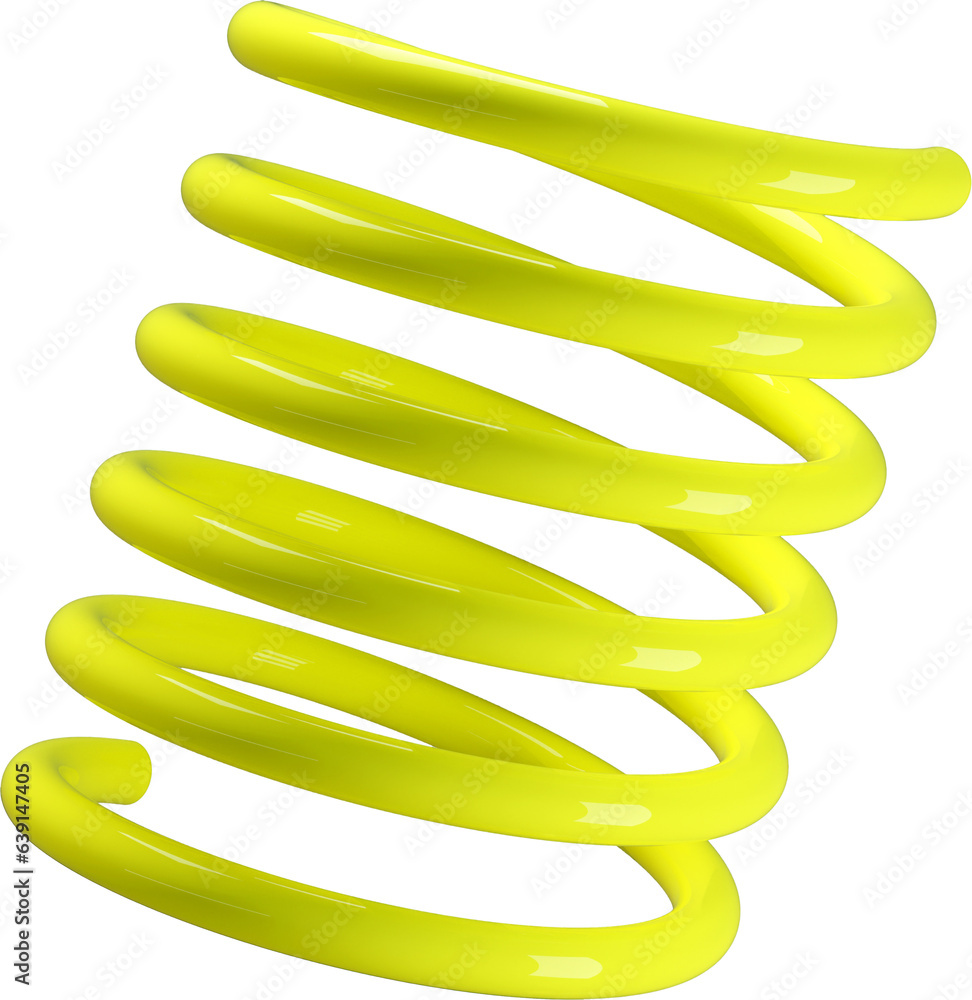 Canvas Prints 3d abstract yellow plastic helix in a playful style with a transparent background. geometric shape.