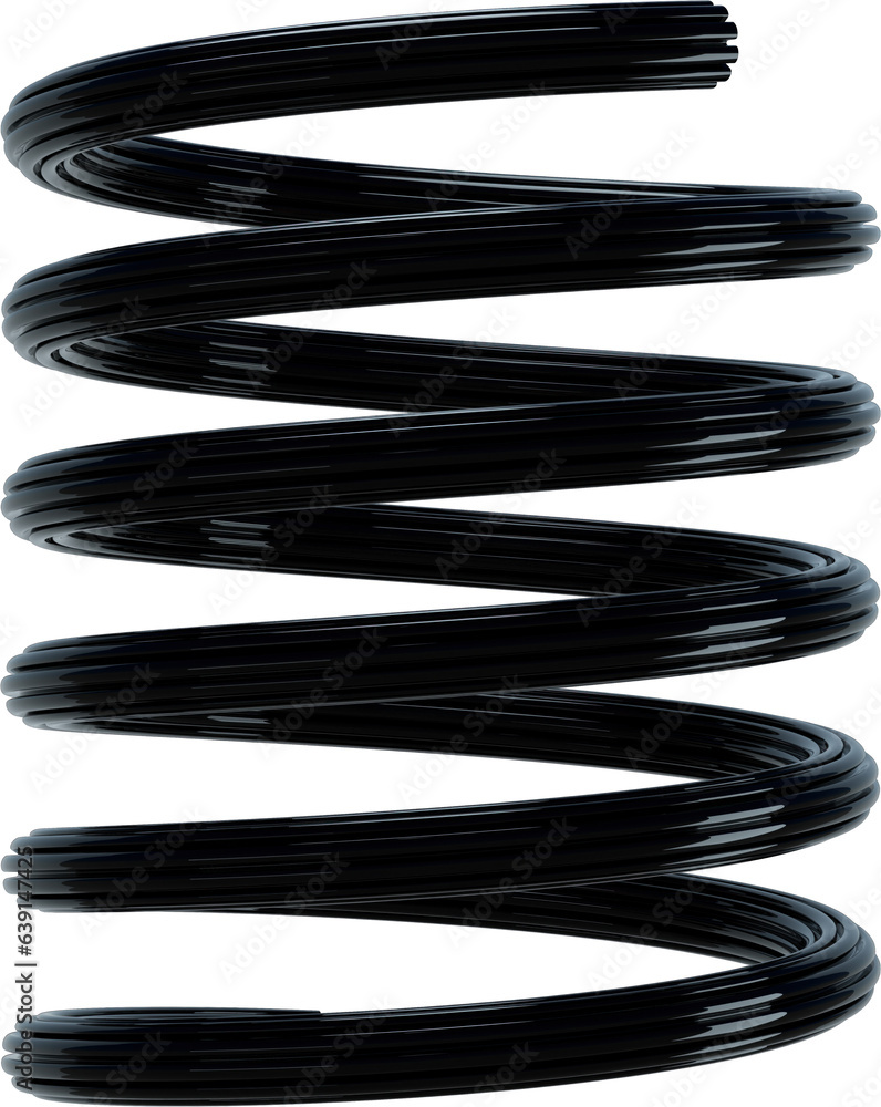 Canvas Prints 3d abstract black plastic helix in a playful style with a transparent background. geometric shape.
