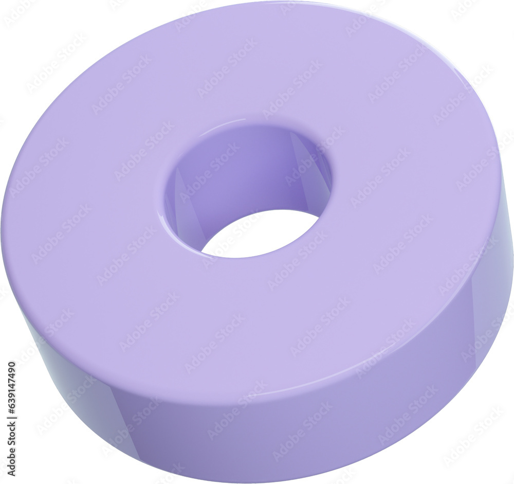 Wall mural 3d abstract violet plastic shape in a playful style with a transparent background. geometric shape.