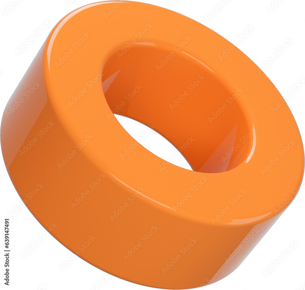 Canvas Prints 3d abstract orange plastic shape in a playful style with a transparent background. geometric shape.