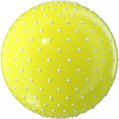 3D abstract yellow terrazzo plastic ball with chrome rhinestones in a playful style with a transparent background