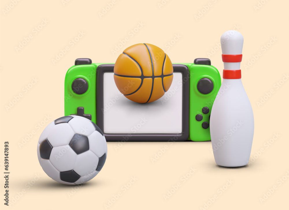 Poster handheld console. collection of electronic games of various types. pocket wireless device. computer 