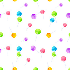 Seamless pattern lollipop colorful wrapper flat. Sweet sugar caramel white background gift wrap print festive fun kid cute party design banner store textile decorative postcard cover paper