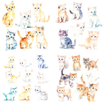 Collection of cute and adorable cat images. Perfect for adding a touch of glamor to any project or design. Includes many poses and expressions of adorable cats.