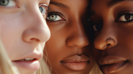 Diverse Close-Up of Captivating Green, Brown, and Blue Eyes on Beautiful Young Models for a Fashion Magazine
