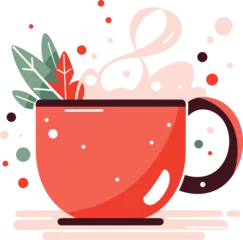 Fotobehang Hand Drawn Christmas coffee mug in flat style © toonsteb