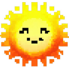 Sun Smiling Pixel Art Icon Emoji