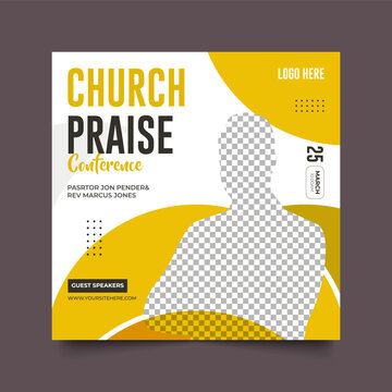 Church Conference Social Media Post, Web Banner, Worship Flyer, Church Banner, Church Flyer, Square Banner Template