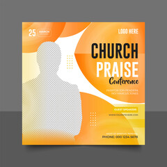 Church conference social media post, web banner, worship flyer, church banner, church flyer, square banner template