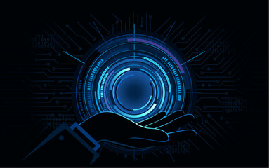 Infographic template, One pager template, 
circle or circular infographic with abstract, 
technology background, circuit board for 
business, ppt, presentation