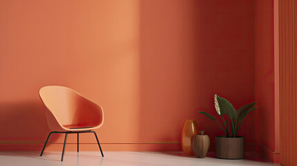 Minimalist interior design with chair in front of wall