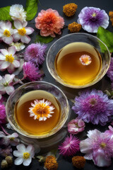 Fototapeta na wymiar Tea and Flowers, generated by artificial intelligence